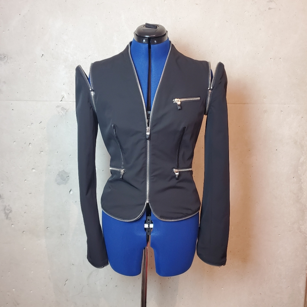 Cache Convertible Zipper Blazer Black Size 2 - image 2